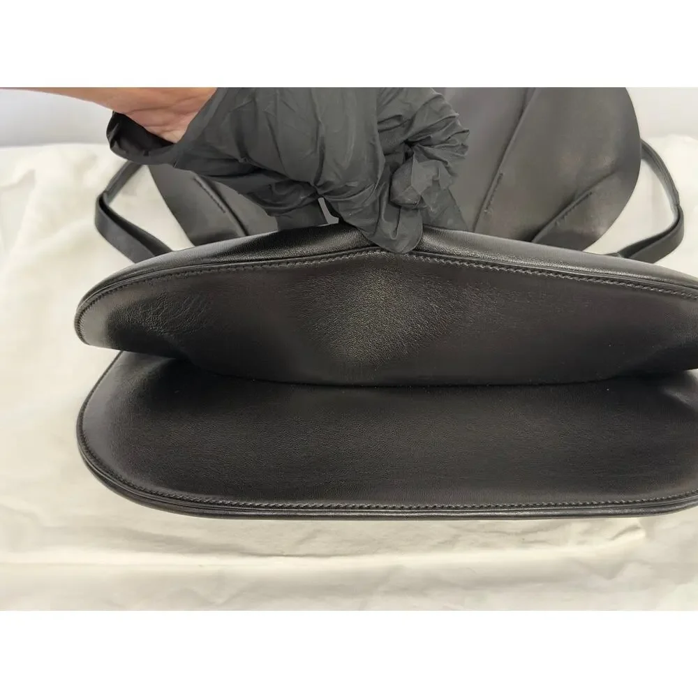 The Row Fan Bag 12 Origami Pleated Black Smooth Leather Shoulder Bag Authentic